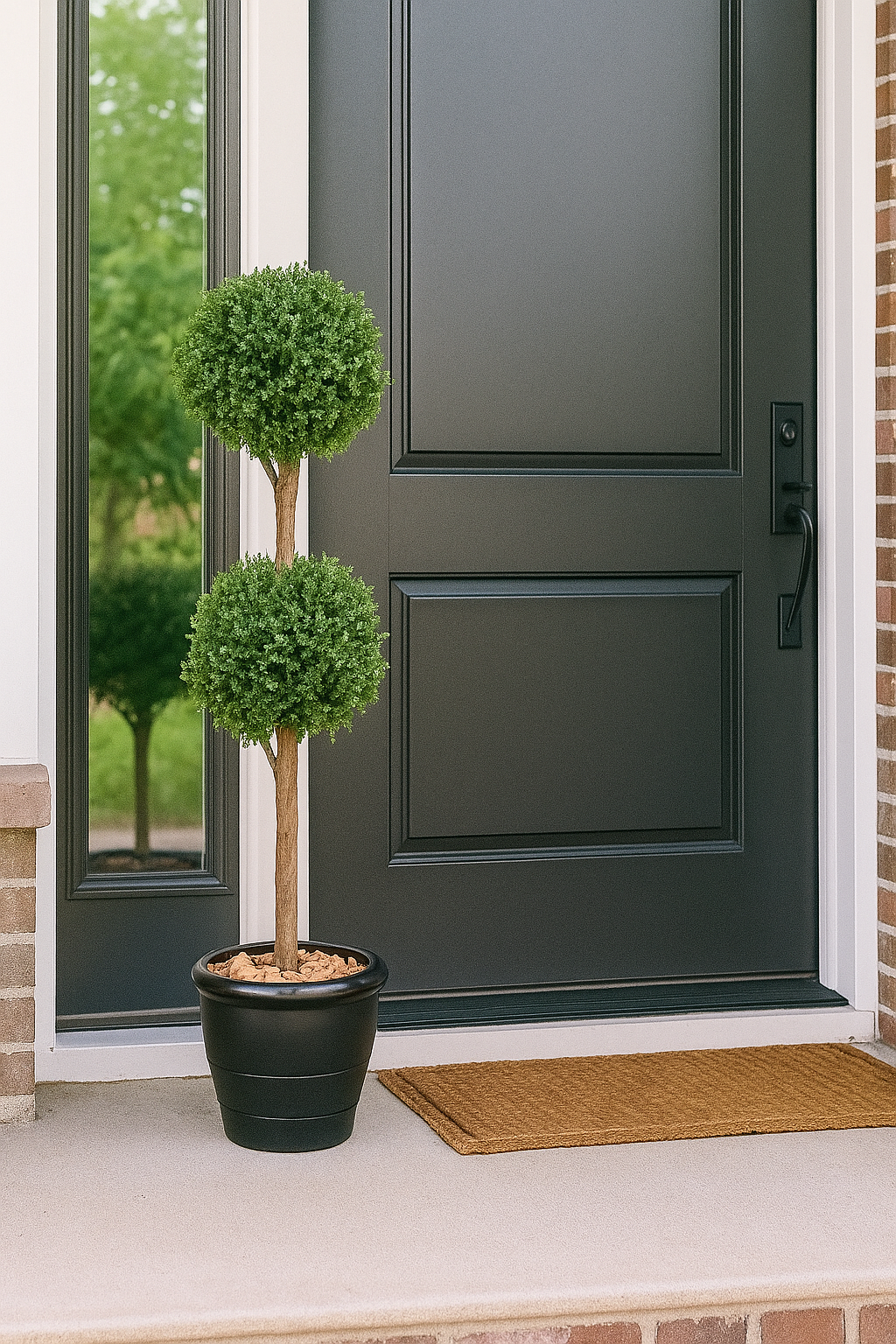 DOUBLE BOULE DE BUIS SUR TIGE SEMI-NATURELLE