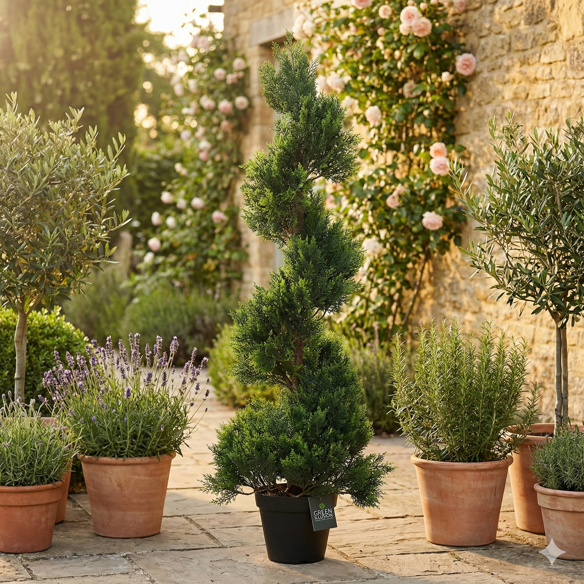 MINI CYPRÈS LARGE EN SPIRALE ARTIFICIEL