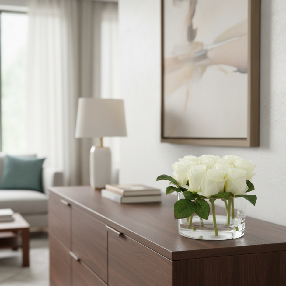 BOUQUET DE ROSES BLANCHES ARTIFICIEL