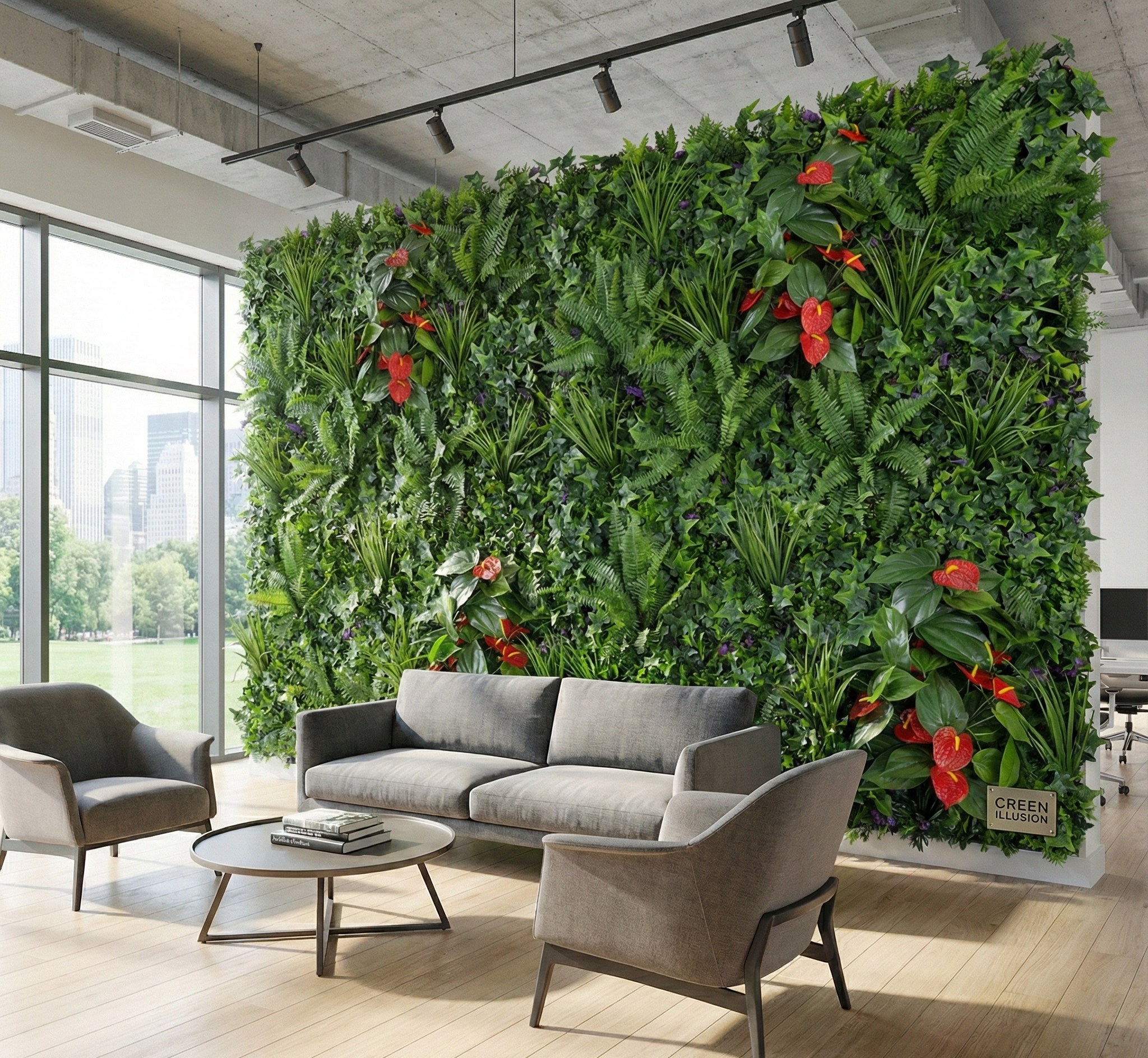 5 PANNEAUX [1Mx1M] MUR VEGETAL ARTIFICIEL UV TROPICAL