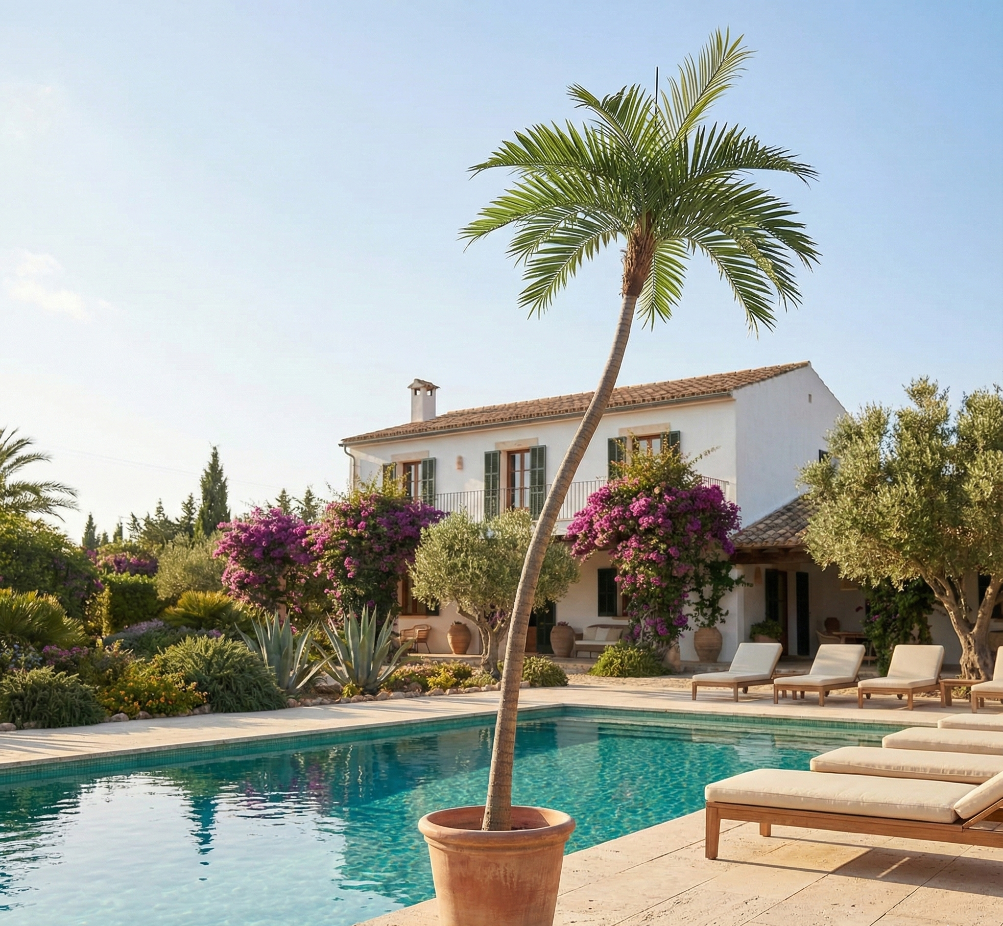 PALMIER COCO ARTIFICIEL TRONC COURBÉ
